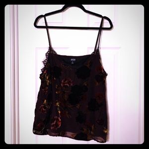 A.n.a Burgundy Velvet Floral Tank Top